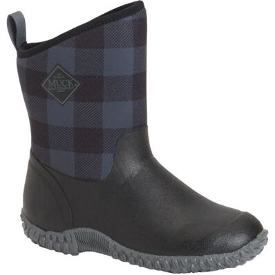Muck Boots MUCKSTER II MID Ladies Womens Rubber Outdoor Boots Black/Grey Plaid